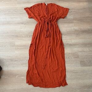 Hazel + Fork Chic Rust Maxi Dress size S/M